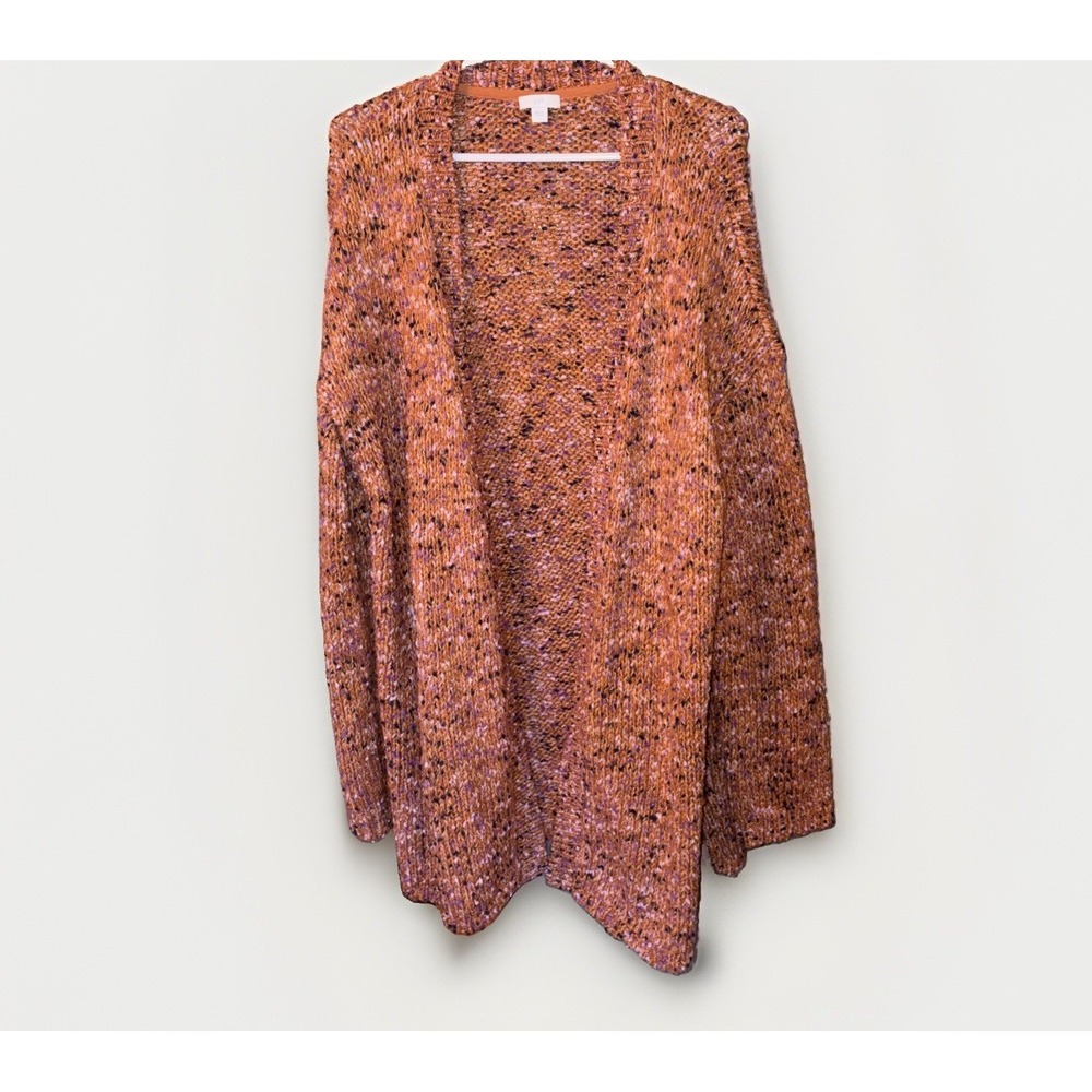 J Jill Cozy Fleck Chunky Cotton Blend Long Duster Cardigan Women's L